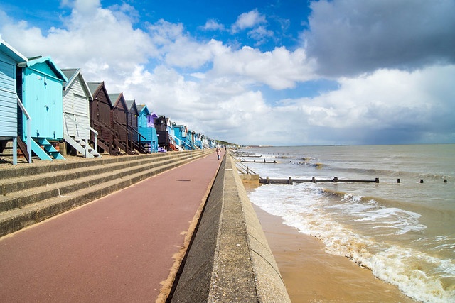 Colourful beach huts on Frinton-On-Sea