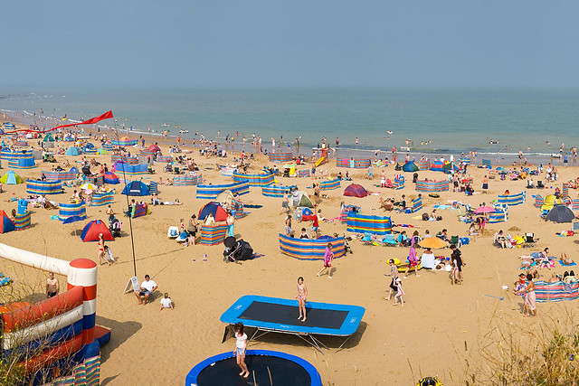 Broadstairs beach filled with people