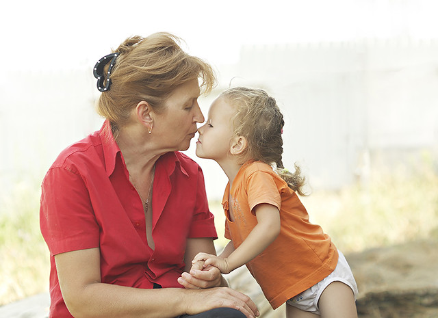 Grandma kissing at Jewish Care