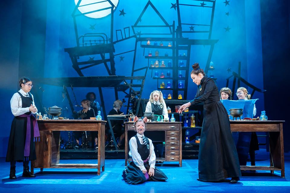 A transformation class at Miss Cackle's Academy for Witches on stage at the Vaudeville Theatre