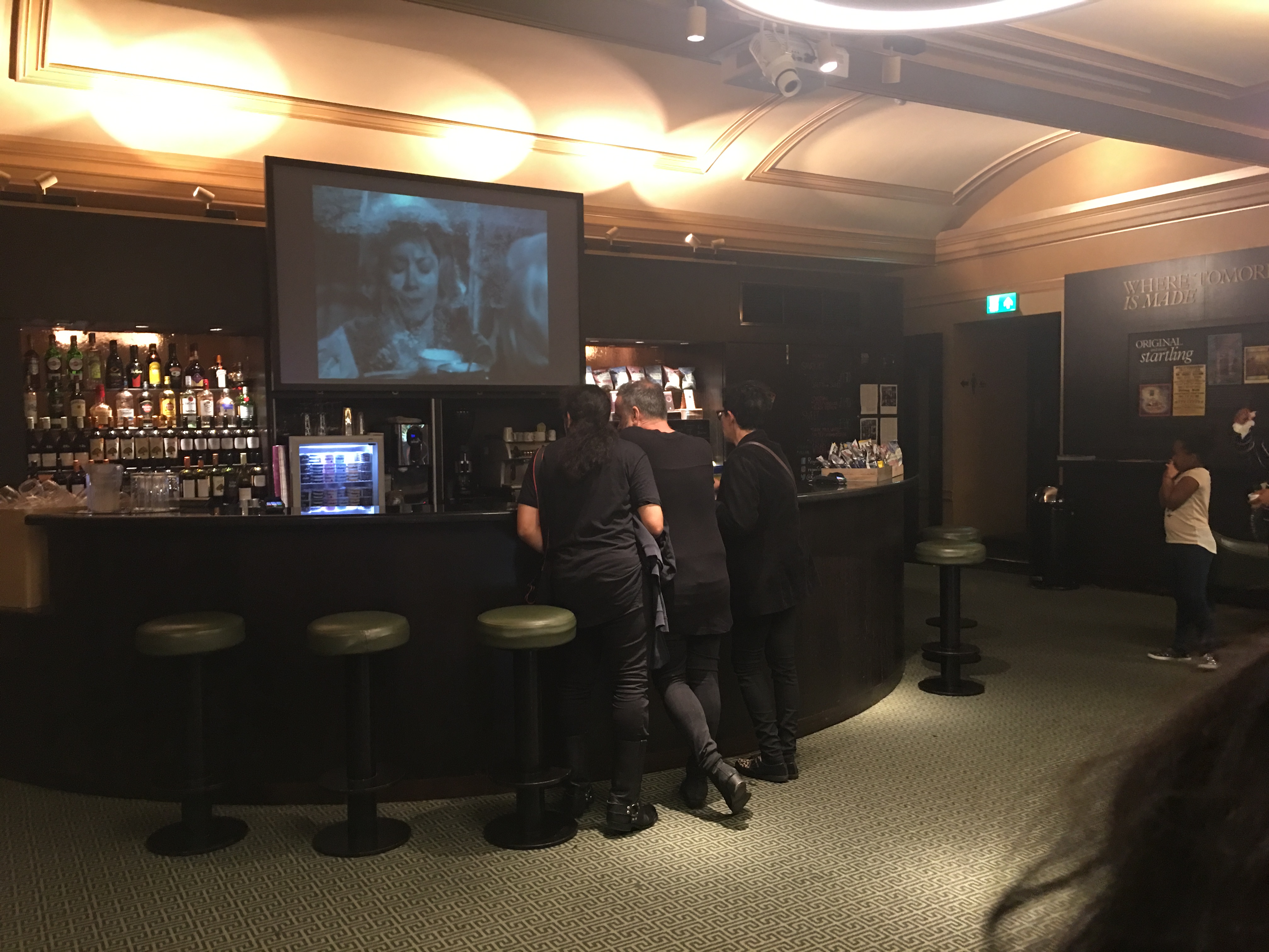 film playing at the cinema bar