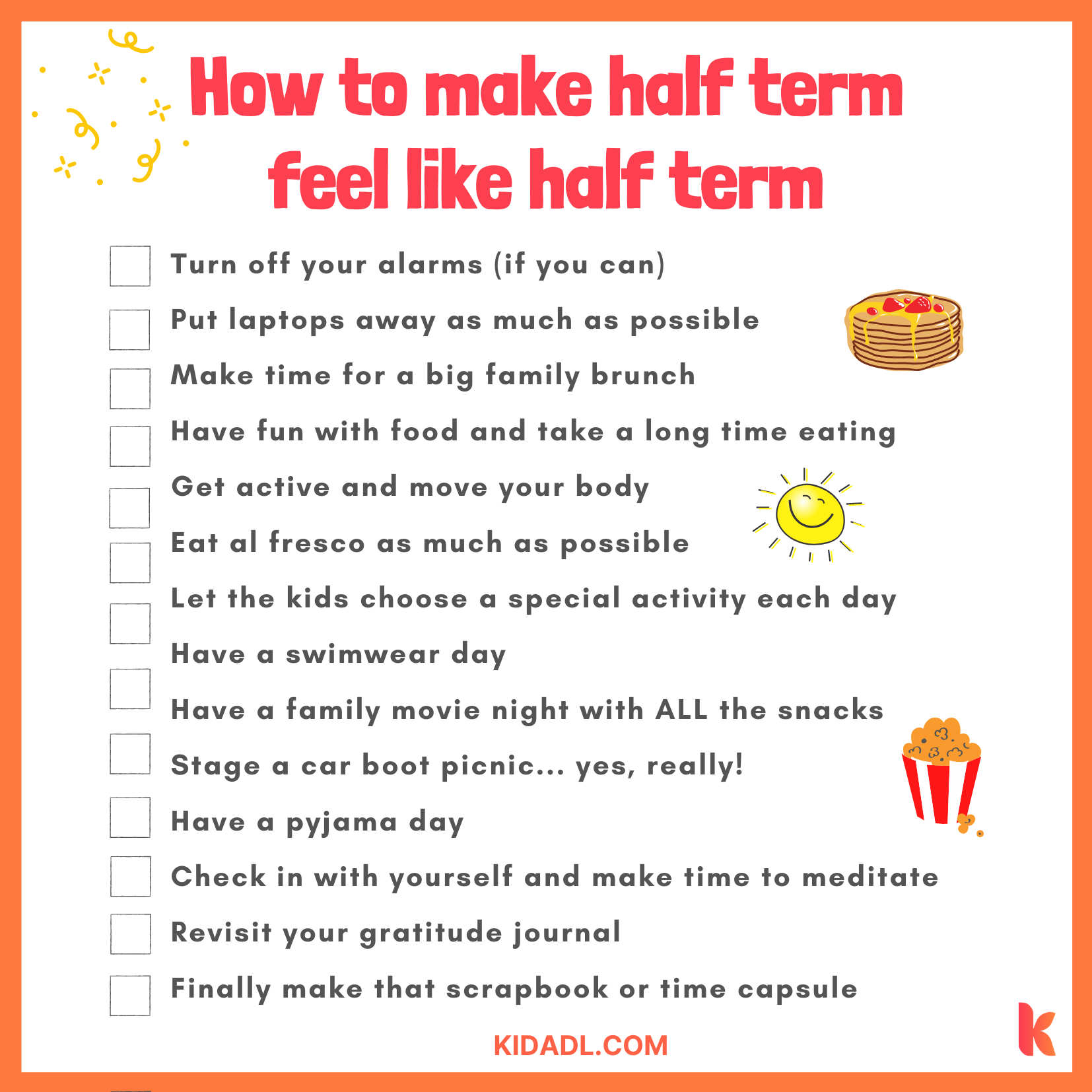lockdown half term checklist