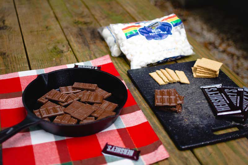 At set-up for making s'mores