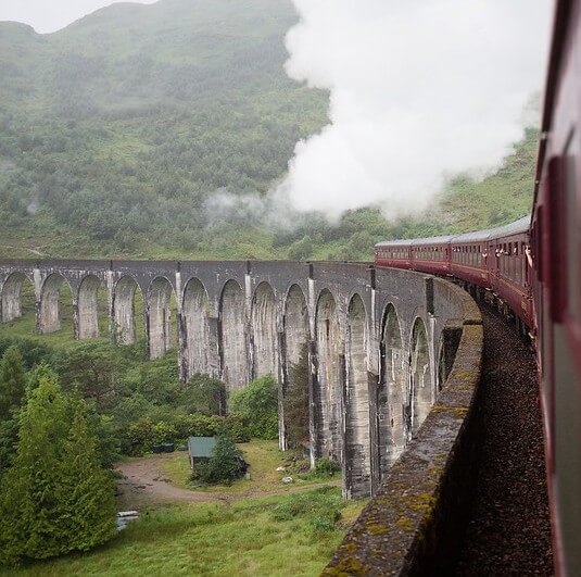 Harry Potter Train Going Over Viaduct