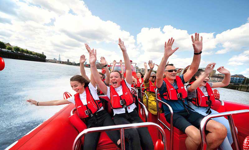 family on a Thames Rocket speedboat tour