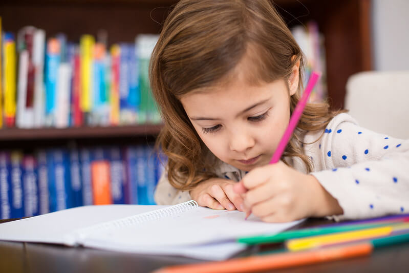 Colouring, no-eraser drawing activity for learning to paint guide kids