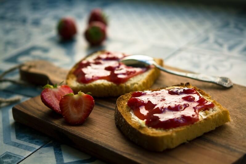 Strawberry Rhubarb Jam on Toast