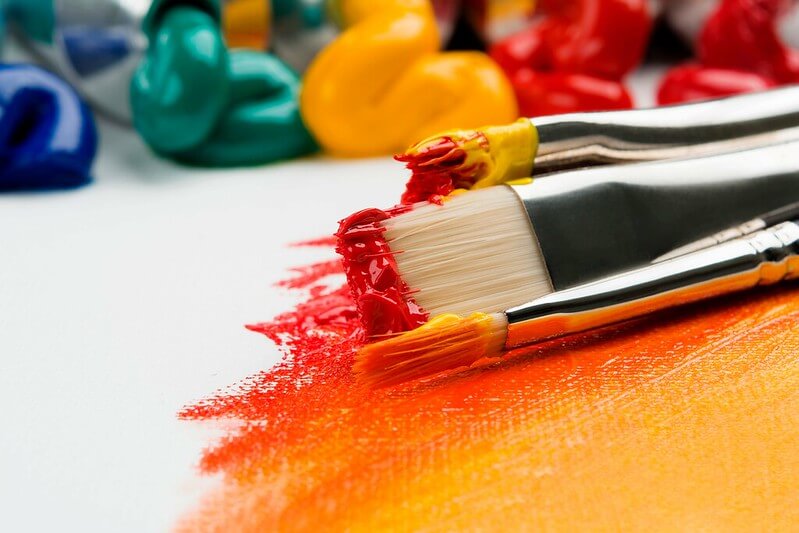 Easy portrait painting with paintbrushes for learning to paint for kids and teens