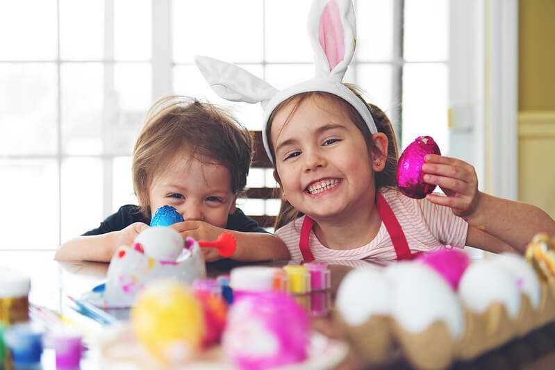 Kids enjoying Easter holiday jokes