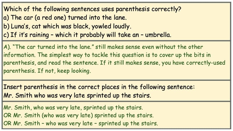 KS2 Parenthesis questions