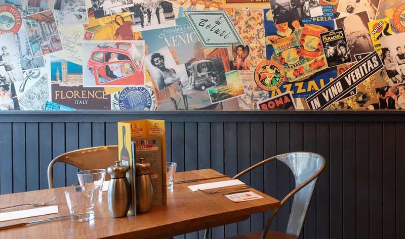 Interior of La Favorita, a child-friendly restaurant in Edinburgh