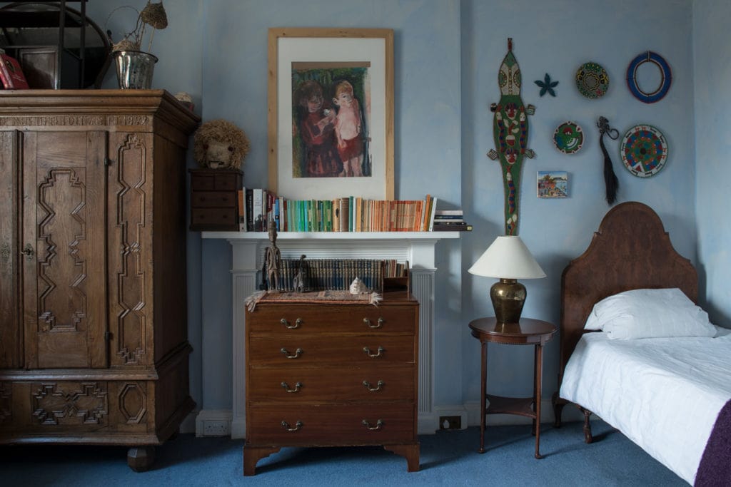 Quirky bedroom decor.