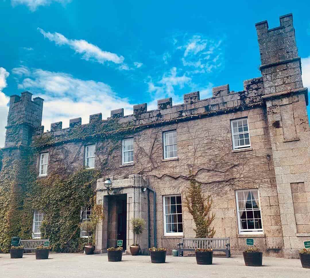 Front facade of Tregenna Castle Resort, overlooking St Ives Bay, Cornwall.
