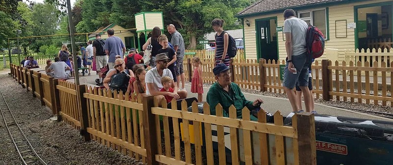 Customers riding the mini train around Swanley Park