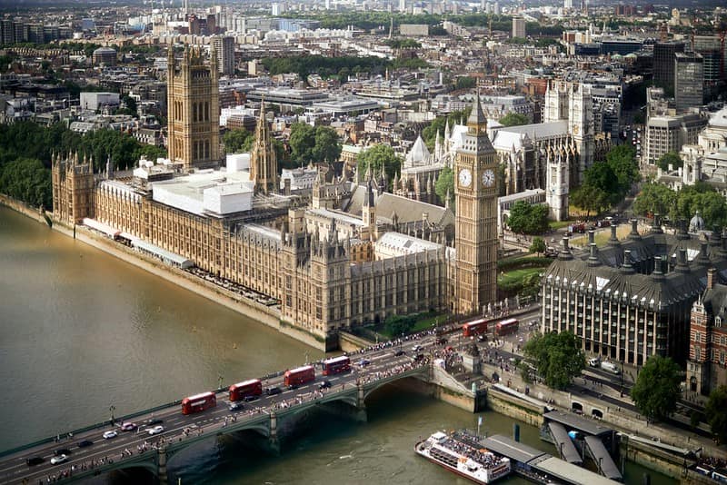 The view of the Houses of Parliament and Big Ben from the London Eye.