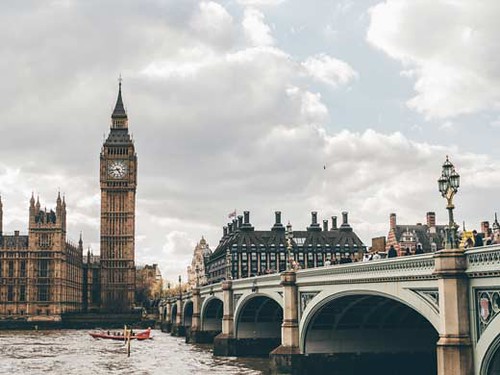 View of Big Ben from the River Thames.