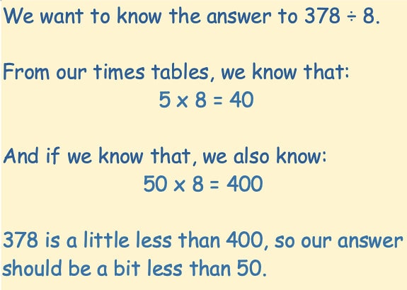 Example of using estimation to help with the chunking method.