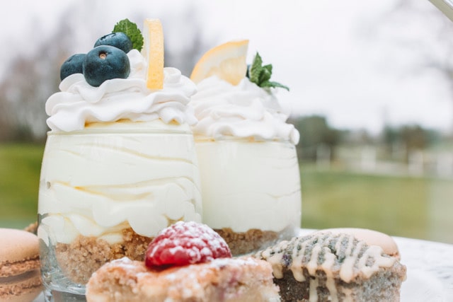 Sweet treats for afternoon tea overlooking the golf course.