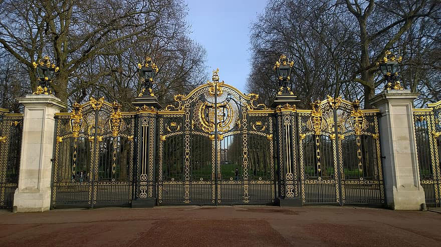 Gold embellished gates at Green Park.