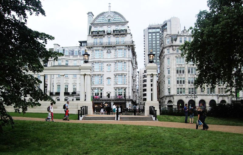 People walking around Green Park.