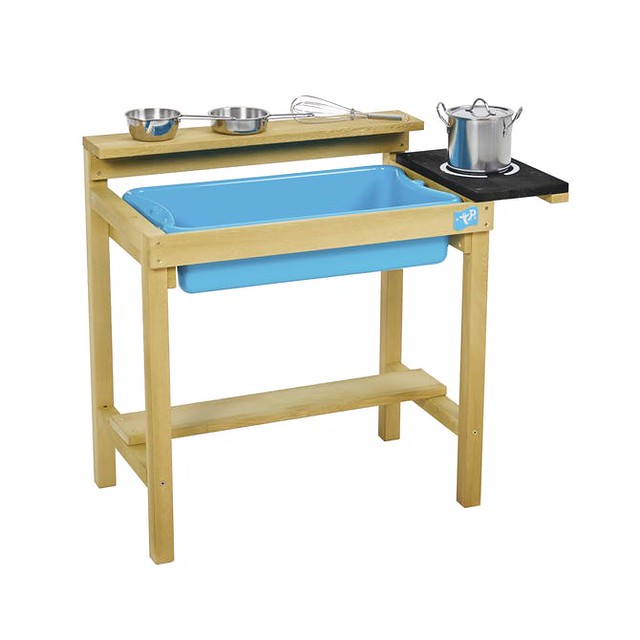 A TP Muddy Cook Wooden Mud Kitchen with a removable sink and DIY stencils.