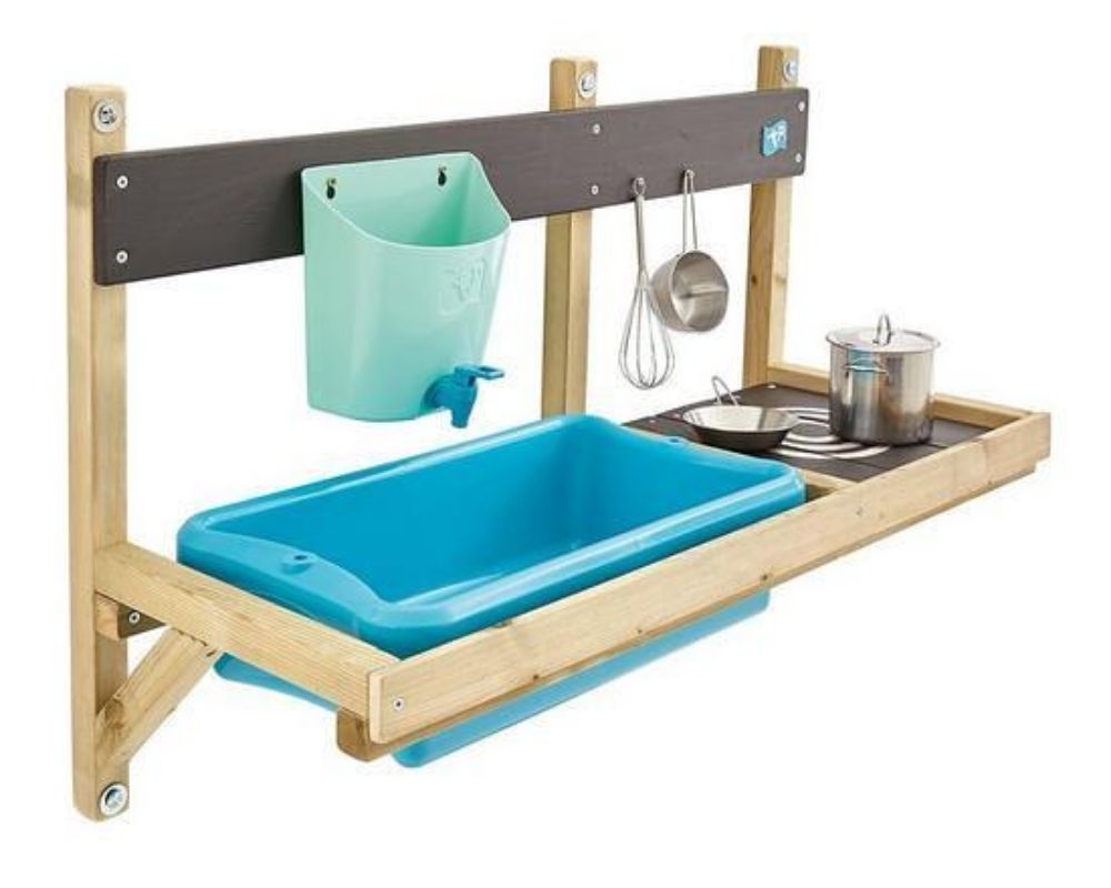 A TP Early Fun Mud Kitchen with water butt, removable tap, splash tub and hob ring.