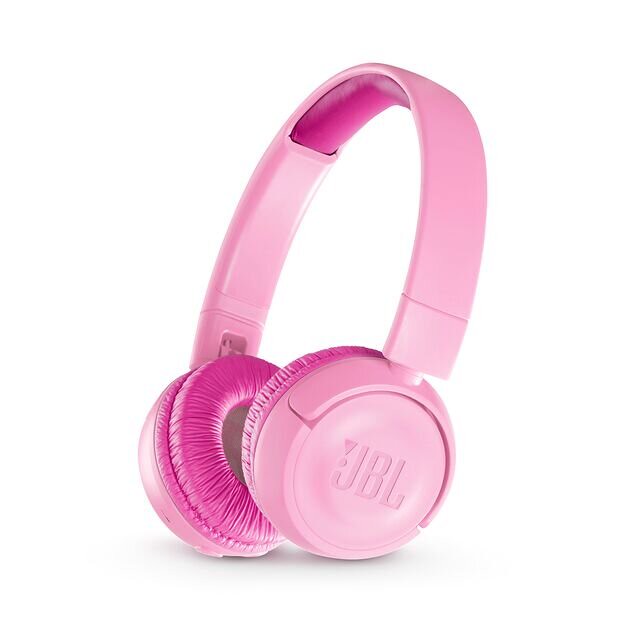Pink JBL wireless over-ear headphones.