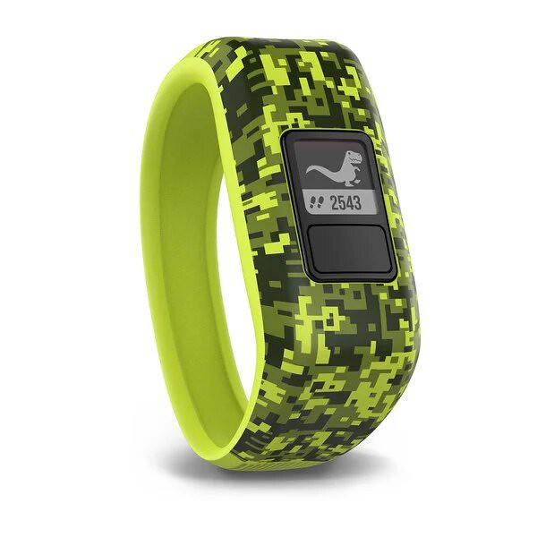Green Garmin VivoFit Jr 2 smart watch.