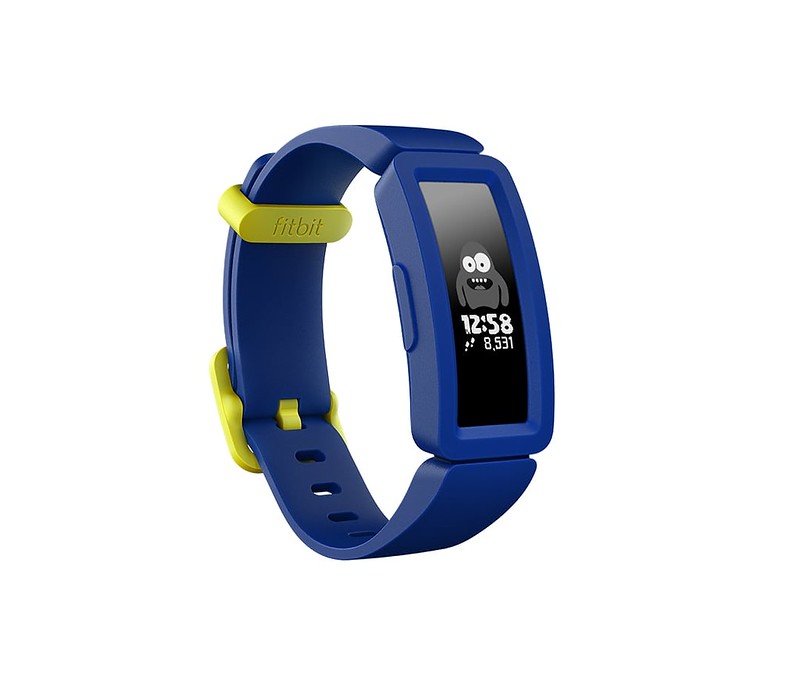 Blue and yellow FitBit Ace 2.