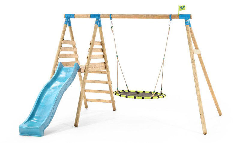 TP Fordland Kids Deck Set has a slide and nest swing.