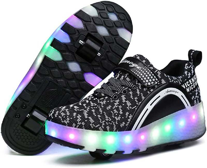 Light up black and white Nsasy Roller Skate Shoes.
