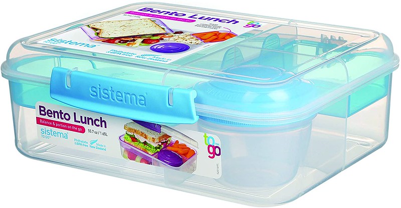 Light blue Sistema Bento Lunch Box To Go.