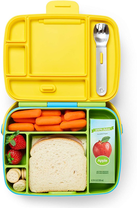 Brightly coloured Munchkin Bento Toddler Lunchbox.