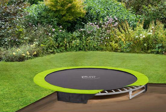 A budget-friendly In Ground Trampoline in the garden.