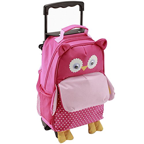 Pink owl design Yodo Convertible Rolling suitcase.