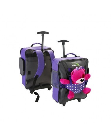 Purple Cabin Max suitcase with built in pants for a favourite teddy to slip into.