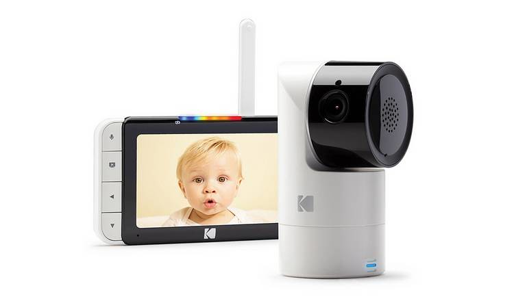 A Kodak Cherish C525 Smart Monitor with a baby on the screen.