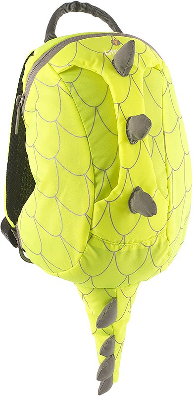 Reflective yellow dinosaur-themed Little Life High Vis Kids Dinosaur Rucksack.