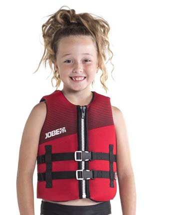 Young girl wearing Jobe Junior 50 N Kids Buoyancy Aid.