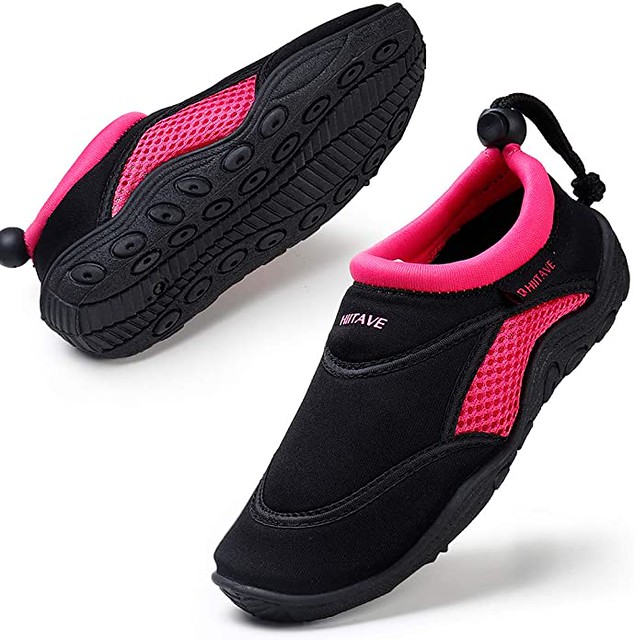 Pink and black Kids Quick Dry Aqua Socks.