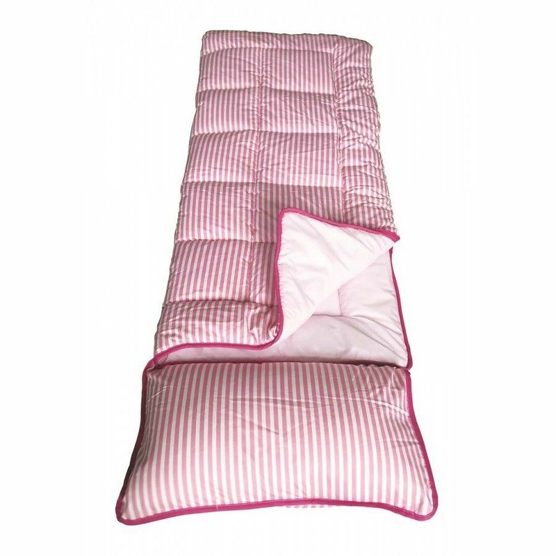 A pink striped Sunncamp Pink Stripe Junior Sleeping Bag.