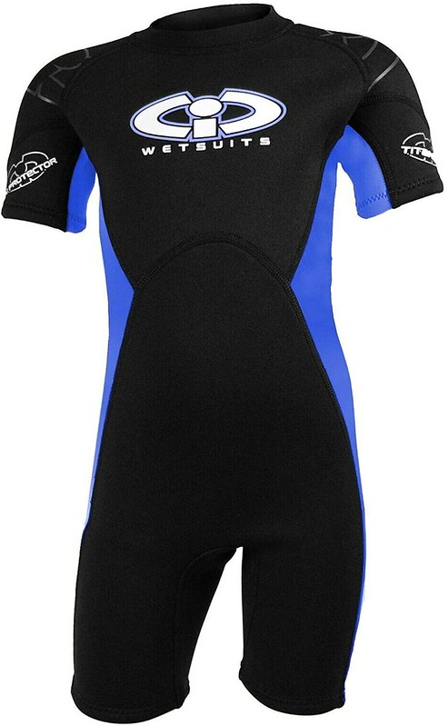 A Childs 3mm Titanium Shortie Wetsuit.