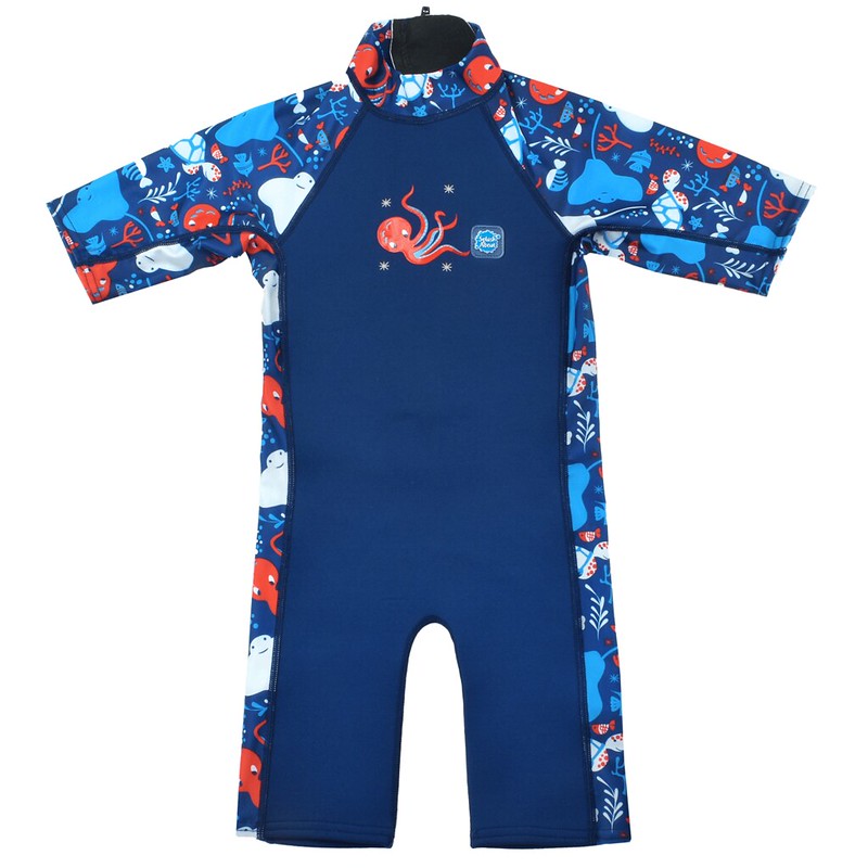 A blue sea-patterned UV Sun & Sea Suit.