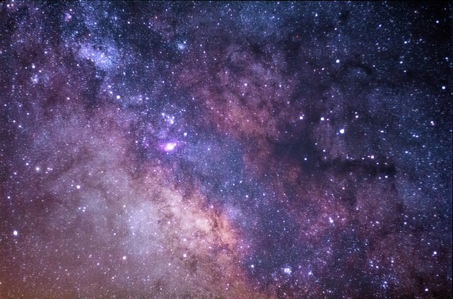 View of the purple, starry galaxy.