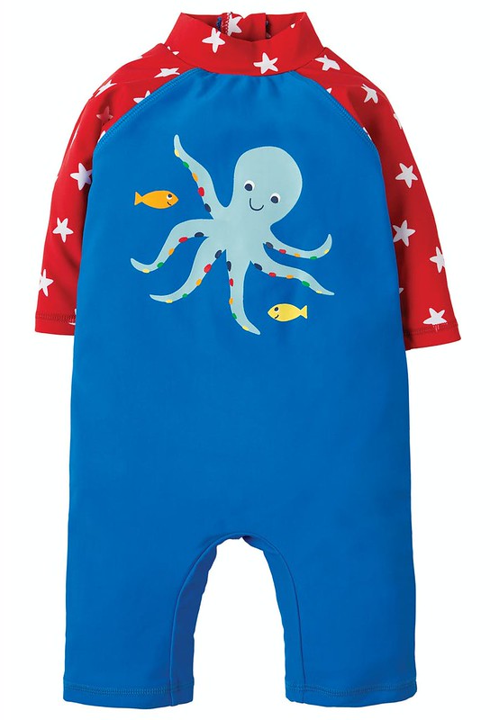 A blue and red Little Sun Safe Suit.