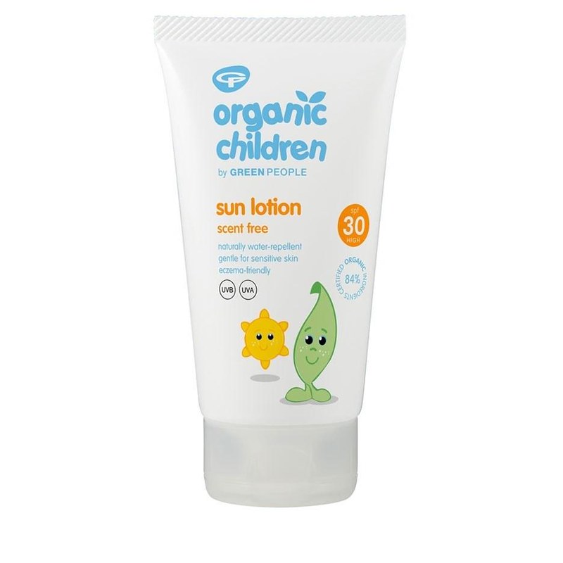 A Green People Children’s Sun Lotion, SPF 30 tube.