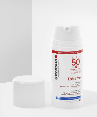 An UltraSun SPF50 Extreme Children's sun Lotion Once-a-day bottle.