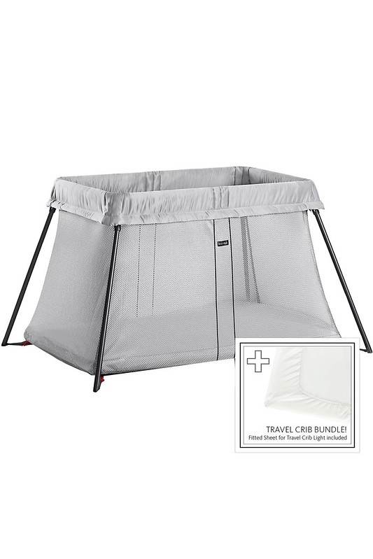 Light grey Babybjorn Easy Go Travel Cot.
