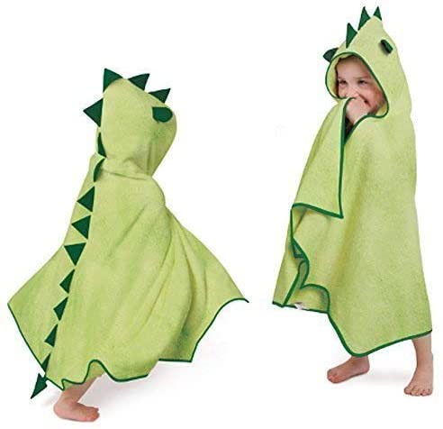 A green Cuddleroar Dragon Toddler Towel by Cuddledry.