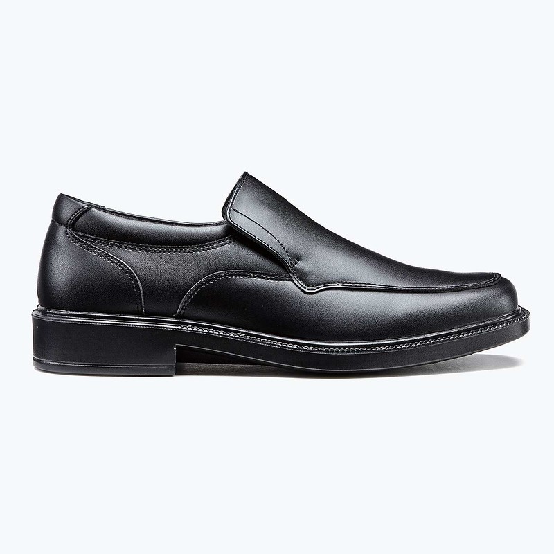 Treads Monaco Black Leather Slip On School Shoes.